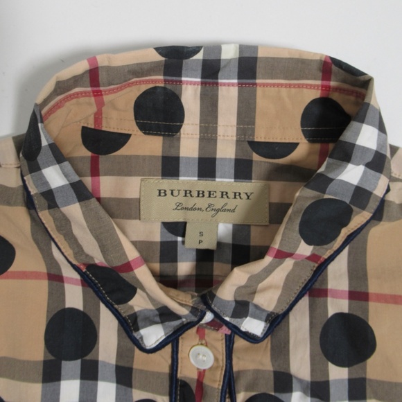 Burberry London England Women's Polka-Dot Check Shirt Archive Beige Size S - Picture 6 of 12